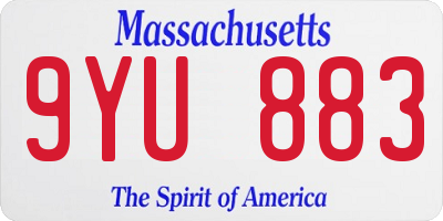 MA license plate 9YU883