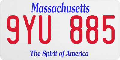 MA license plate 9YU885