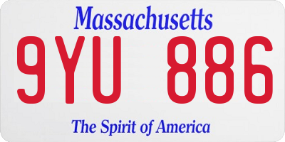 MA license plate 9YU886