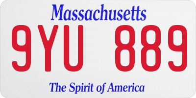 MA license plate 9YU889