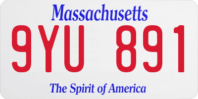 MA license plate 9YU891