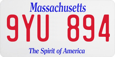MA license plate 9YU894