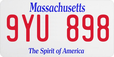 MA license plate 9YU898