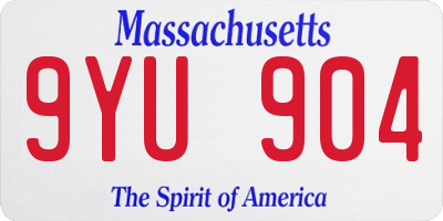 MA license plate 9YU904