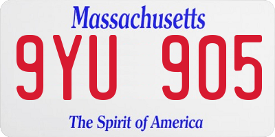 MA license plate 9YU905