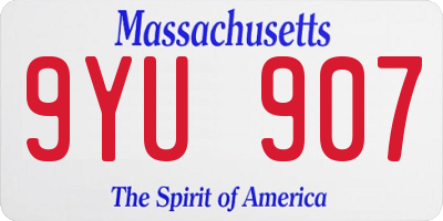 MA license plate 9YU907
