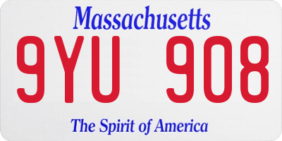MA license plate 9YU908