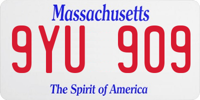 MA license plate 9YU909