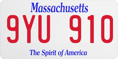 MA license plate 9YU910