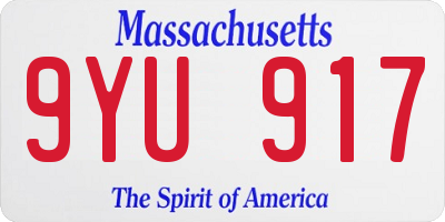 MA license plate 9YU917