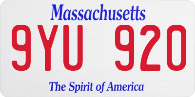 MA license plate 9YU920
