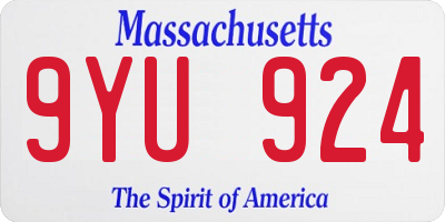 MA license plate 9YU924
