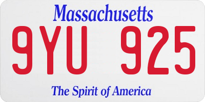 MA license plate 9YU925