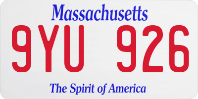 MA license plate 9YU926