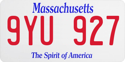 MA license plate 9YU927