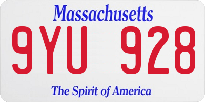 MA license plate 9YU928