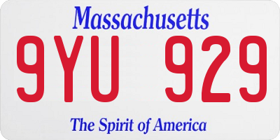 MA license plate 9YU929