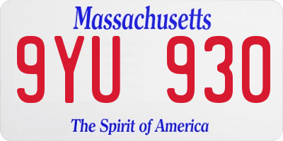 MA license plate 9YU930