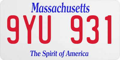 MA license plate 9YU931