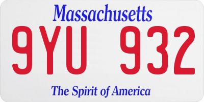 MA license plate 9YU932