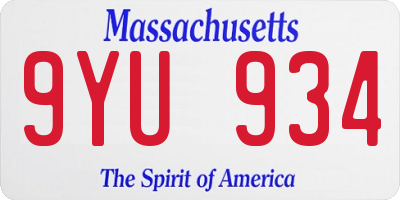 MA license plate 9YU934