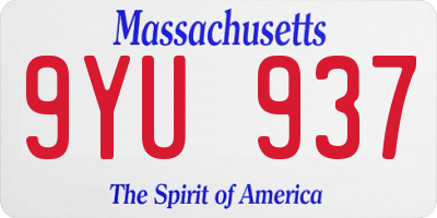 MA license plate 9YU937