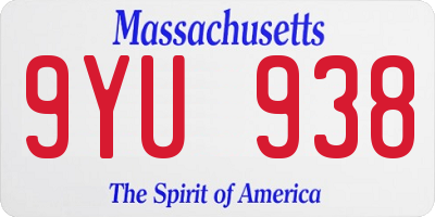 MA license plate 9YU938