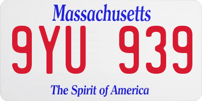 MA license plate 9YU939