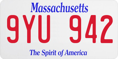 MA license plate 9YU942