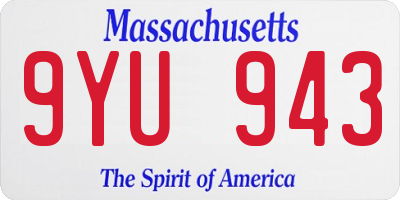 MA license plate 9YU943