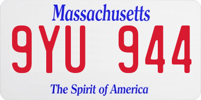 MA license plate 9YU944