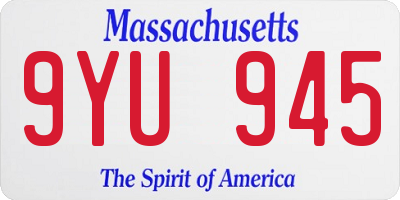 MA license plate 9YU945