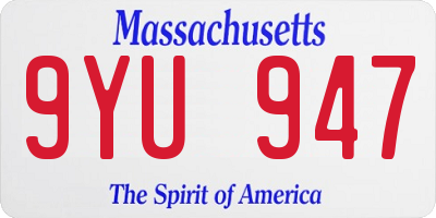 MA license plate 9YU947