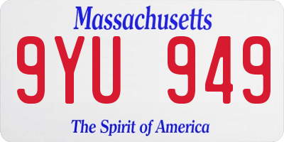 MA license plate 9YU949