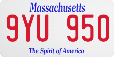 MA license plate 9YU950