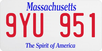 MA license plate 9YU951