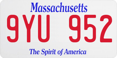 MA license plate 9YU952