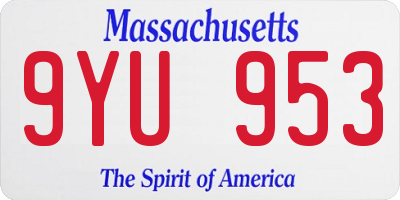MA license plate 9YU953