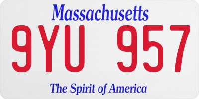 MA license plate 9YU957