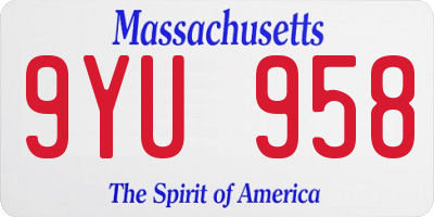 MA license plate 9YU958