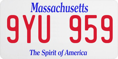 MA license plate 9YU959