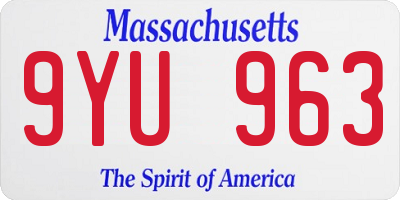 MA license plate 9YU963