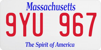 MA license plate 9YU967