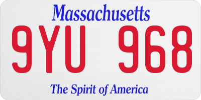 MA license plate 9YU968