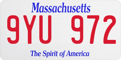 MA license plate 9YU972