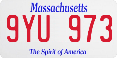 MA license plate 9YU973