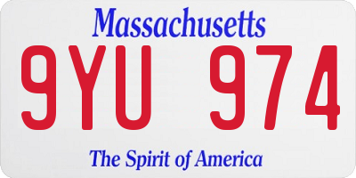 MA license plate 9YU974