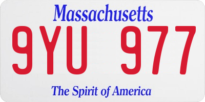 MA license plate 9YU977