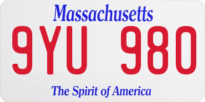 MA license plate 9YU980