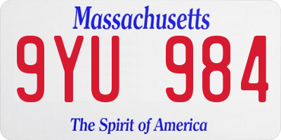 MA license plate 9YU984